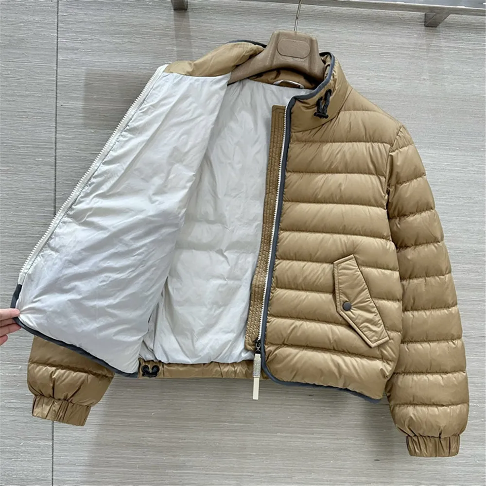 Women's Zipper Deaded Pocket White Goose Down Jacket Coat Autumn Winter Women's Clothing