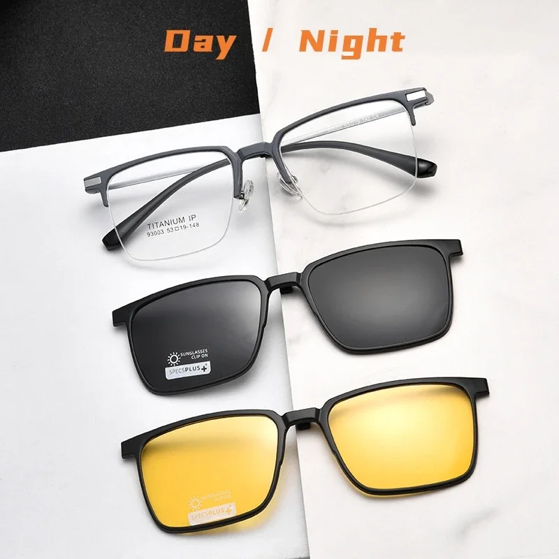 OLLYMURS موضة جديدة خفيفة للغاية التيتانيوم النقي مشبك مغناطيسي نظارات الأعمال وصفة طبية بصرية نصف إطار نظارات رجالية