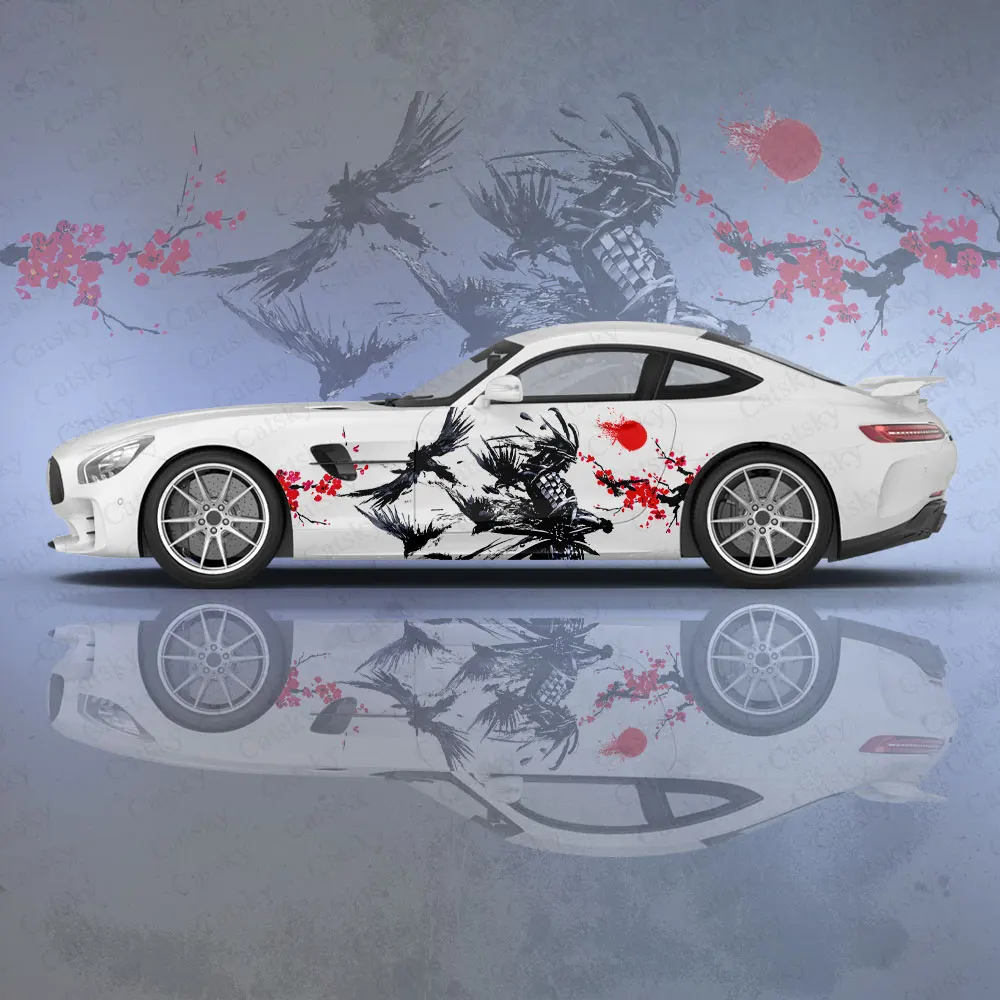 Japanse Samurai 2 Stuks Auto Sticker Voor Universele Grote Auto Vinyl Wrap Sticker Custom Auto Sticker Voor Auto Zijkap Decoratie