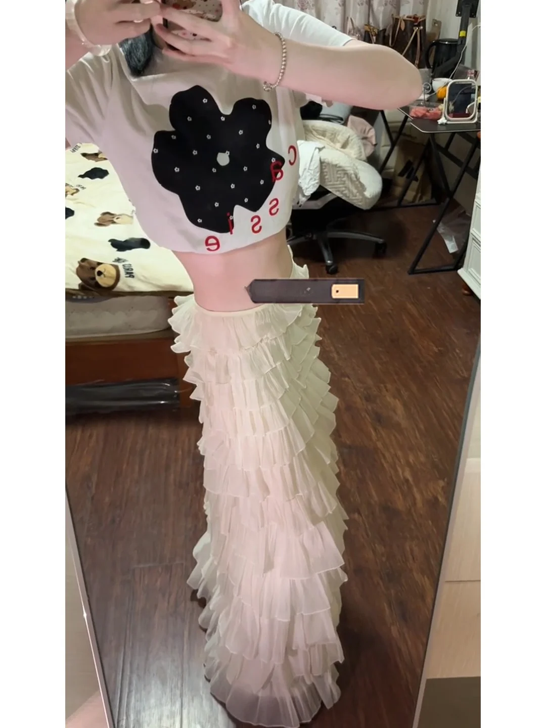 Gentle Wind Mesh Layered Puffy Cake Skirt Women's Summer New Design Heavy Splicing Half Skirt Korean Style Commute Anti-static