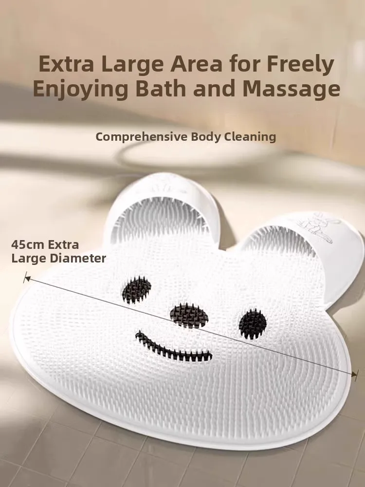 Silicone Rabbit Foot Scrubber Bathroom Anti-Slip Mat Back Massage Pad Bath Wash Foot Exfoliating Shower Room Floor Mat