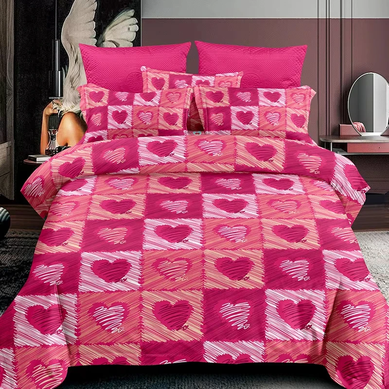 Cute Love Heart Duvet Cover Set Twin Queen, Geometric Bedding Set Girls Women Room Decor, Couple Valentine's Day Comforter Cover