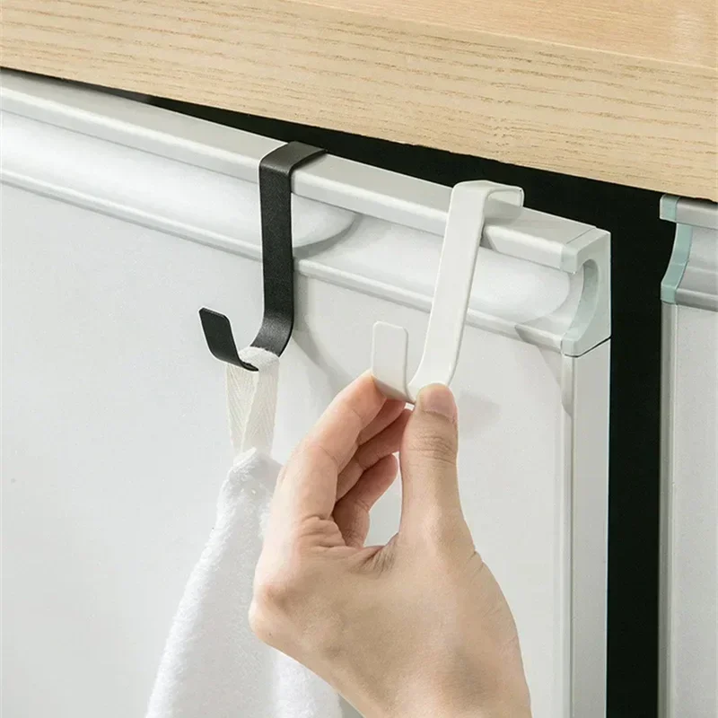 

2pcs Kitchen Cabinet Door Back Hook Free Punching Bathroom Door Back Multifunctional Storage Hook Drawer Robe Hanger Supplies