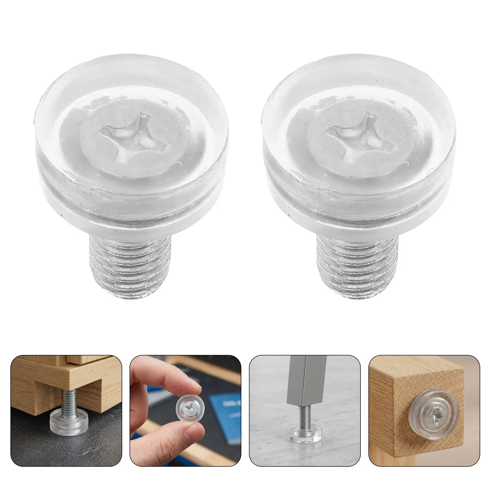 40Pcs Adjustable Furniture Levelers Clear Transparent Threaded Feet Dia 18Mm Anti Wobble Floor Protector for Tables Chairs