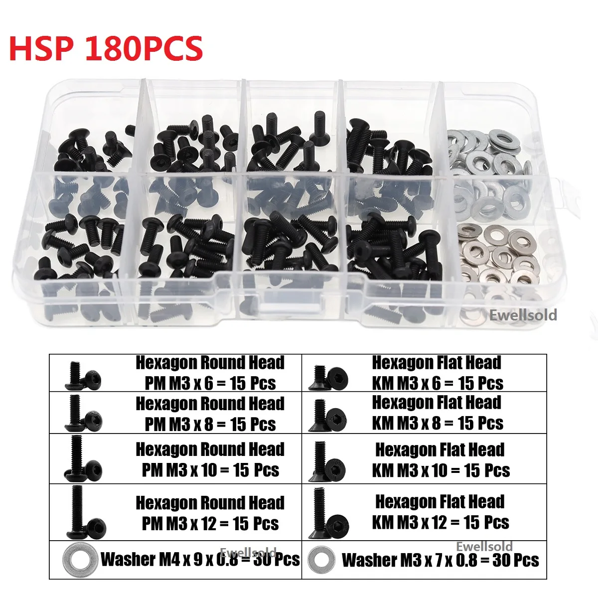 180PCS/270PCS/340PCS M3 Screws Box Set Taiwan 10.9 Level for 1/10 D90 SRC10 Remote Control RC Car Parts 180pcs/340PCS