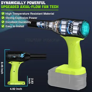 適用於 Ryobi 18V 電池、90000RPM 高速噴射吹風機、無線手持電動除塵風扇,可用於鍵盤、戶外、汽車清潔 10 最佳銷售 利比鼓風機 - №8