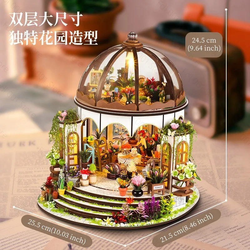 Sky Garden Flower House Handmade Hut Model Cross-border Building DIY Assembly Toy Book Stand
