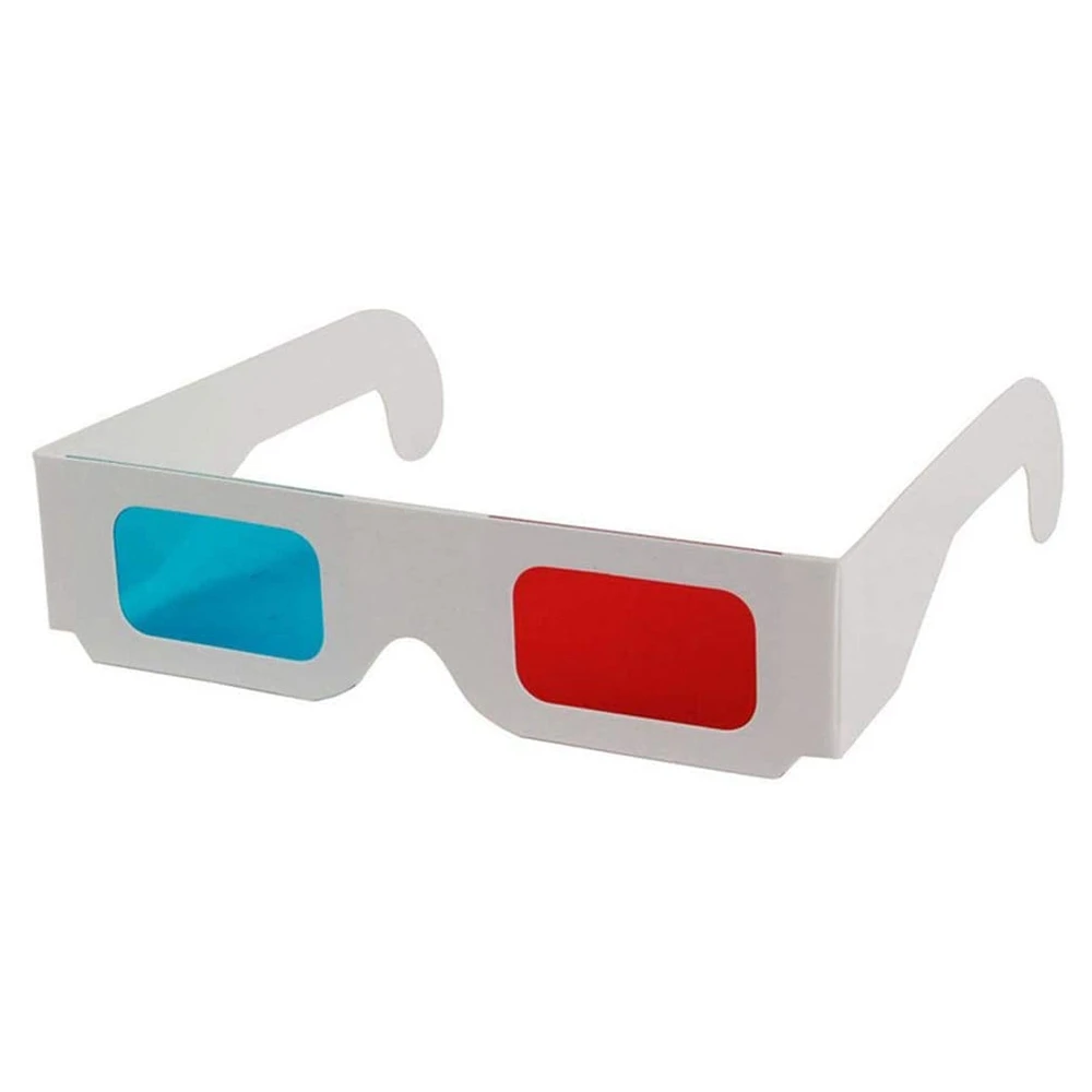 مجموعة عدسات ستيريو ورقية من Anaglyph ، نظارات ثلاثية الأبعاد ، ورق أحمر وأزرق ، 10 أزواج