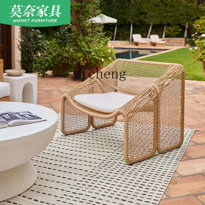 Zz كرسي الروطان الخارجي أريكة واحدة الروطان شرفة طاولة القهوة B & B فندق حديقة فناء طاولات وكراسي الديكور