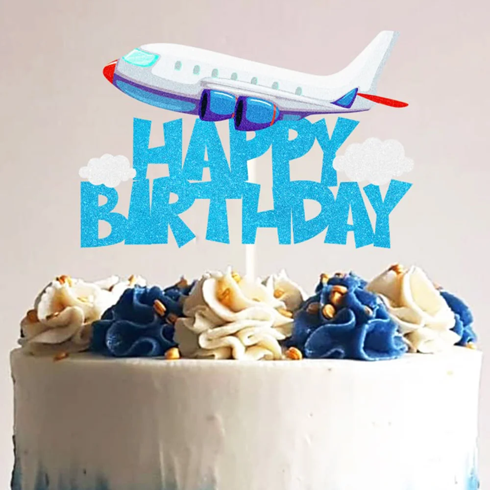 

Airplane Birthday Cake Topper Airplane Travel Themed Birthday Party Decorations Kids Plane Birthday Party Baby Shower Supplies