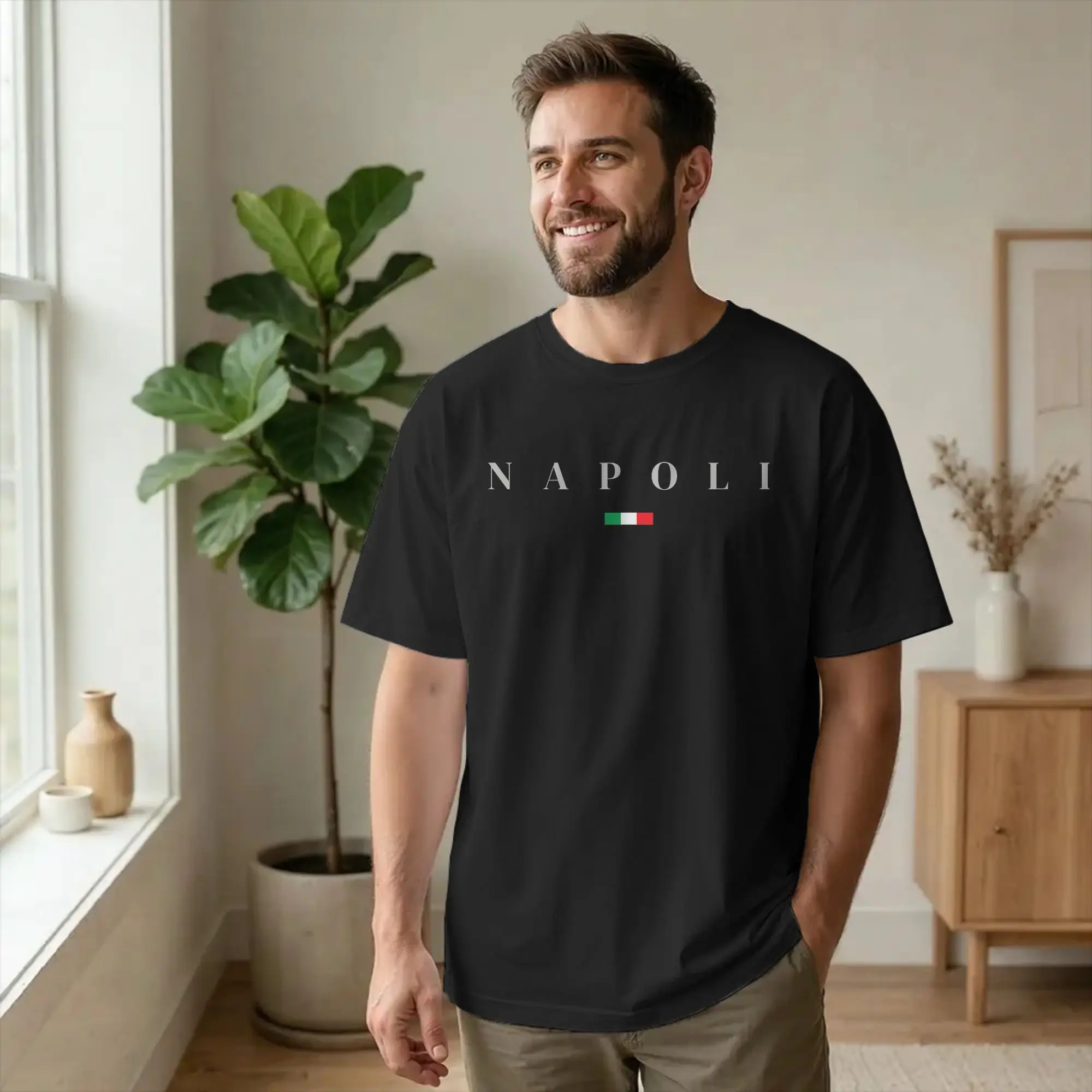 Napoli Campania Naples Italy Flag T Shirts Men's Pure Cotton Awesome T-Shirts Crewneck Travel Tee Short Sleeve Tops 4XL 5XL 6XL