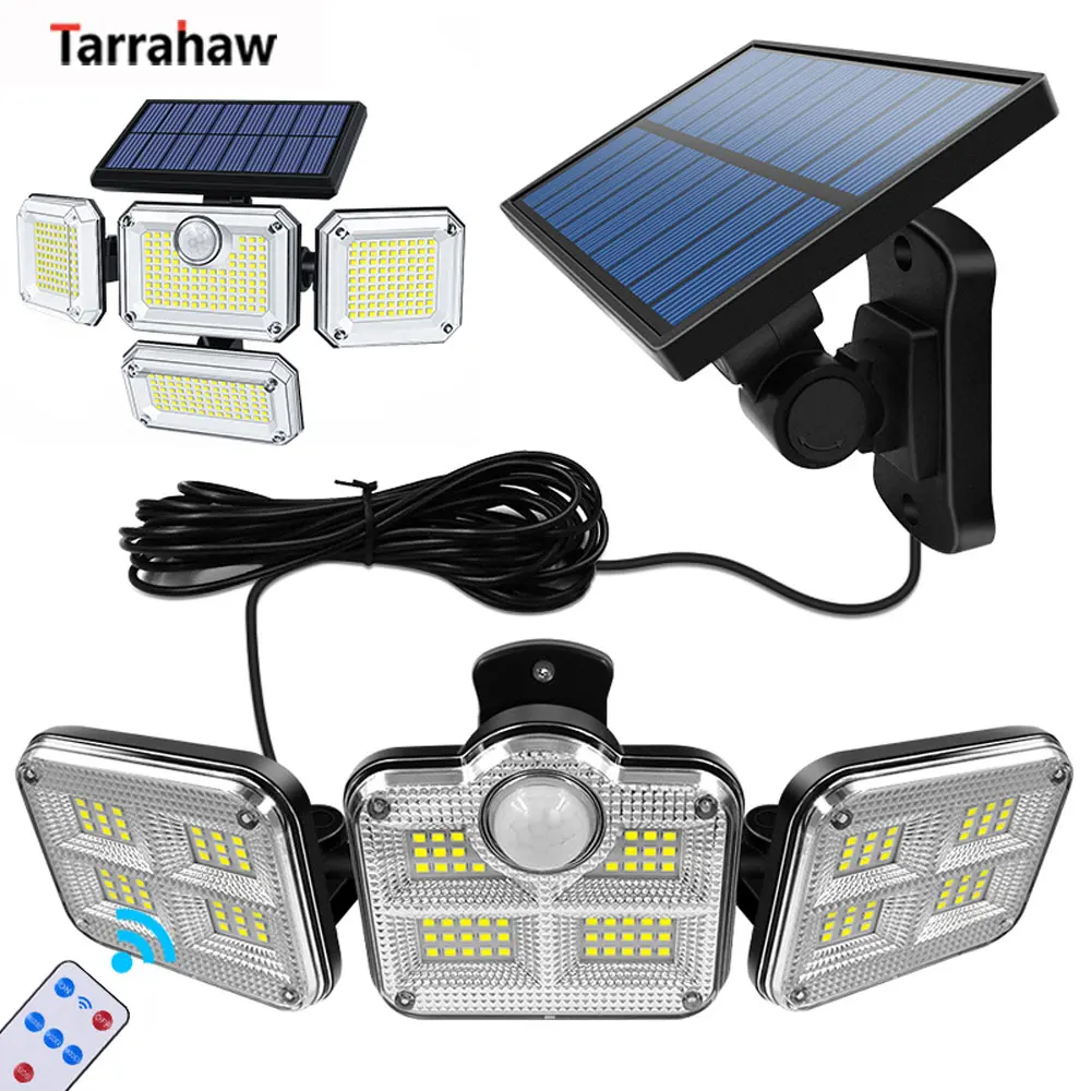 

198/333led Super Bright Solar Lights Outdoor Wall lamp with Adjustable Heads Led Flood light IP65 Waterproof with 3Working Modes