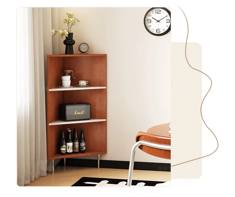 Triangle cabinet, corner cabinet, small open storage rack, living room and bedroom design display cabinet
