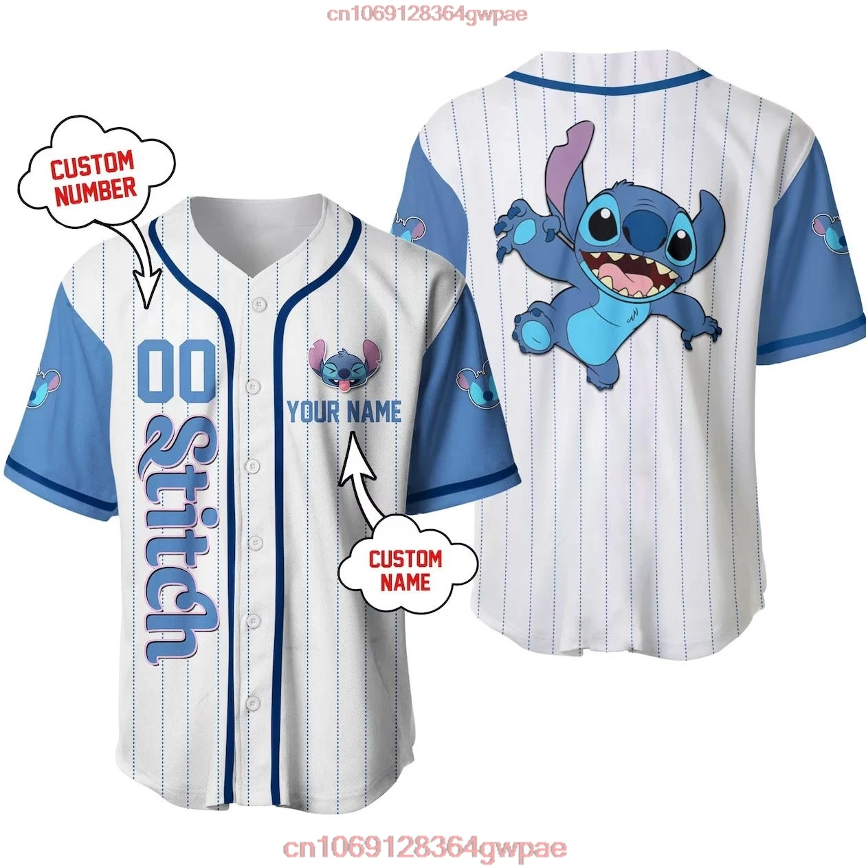 Custom Name Jersey  Disney Stitch Baseball Jersey Men Women Tops Disney Baseball Uniform Shirts Casual Party Wear