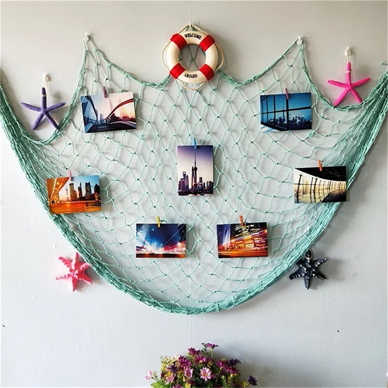 Fishing Net Home Decoration Wall Hanging Mediterranean Sea Navy Nautical Net Fishing Decor Style Marine Decor Accessories