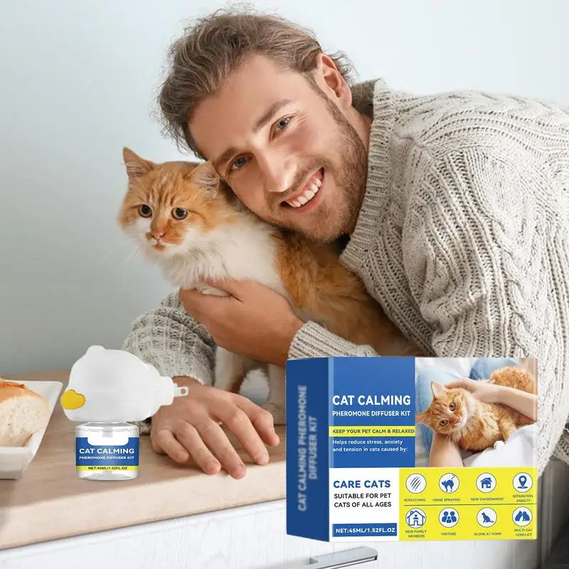 Cat Calming Diffuser Cat Emotion Diffuser 45ml Long Lasting Pheromone Plug-in Relaxants Calm Relaxing Natural Pheromone Diffuser