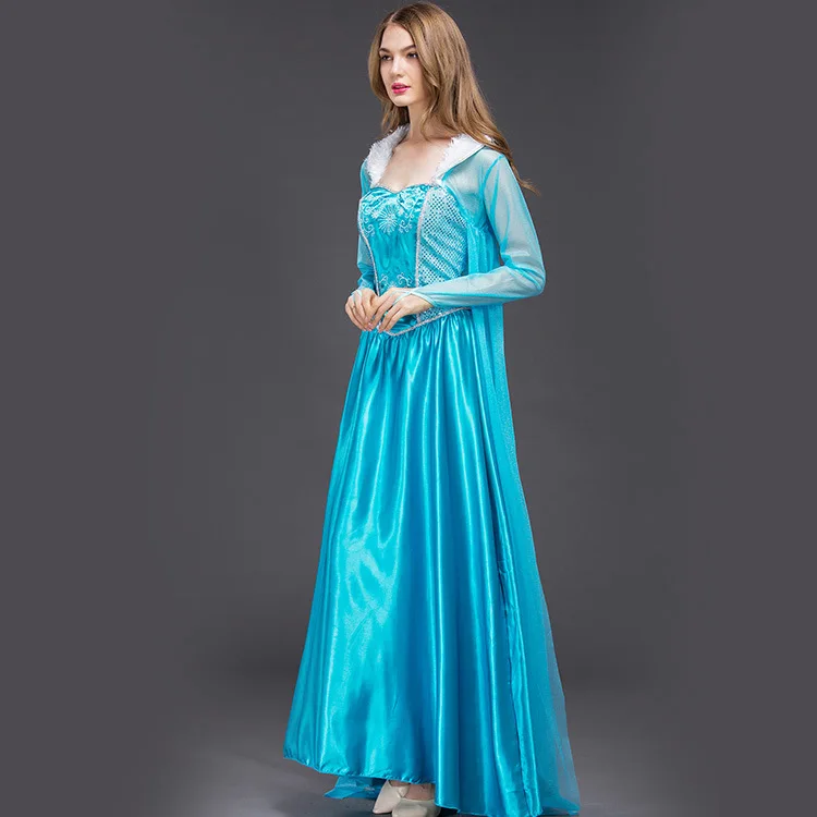 Elsa Princess Dress Adult Halloween Cosplay Stage Performance Clothing Snow Queen Costume Polyester Fabric Ethnic Stage Wear