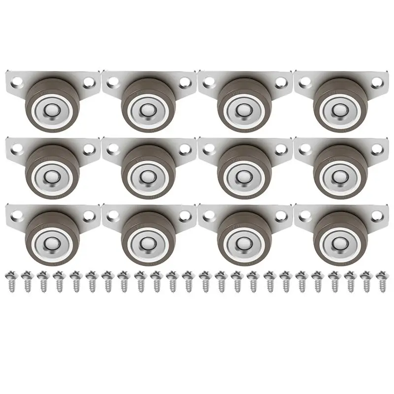 [NEW!A08R】 12PCS Furniture Caster Wheels 1.25 Inch Small Side Mount Low Profile Non Swivel Rigid Silent Casters For Drawers