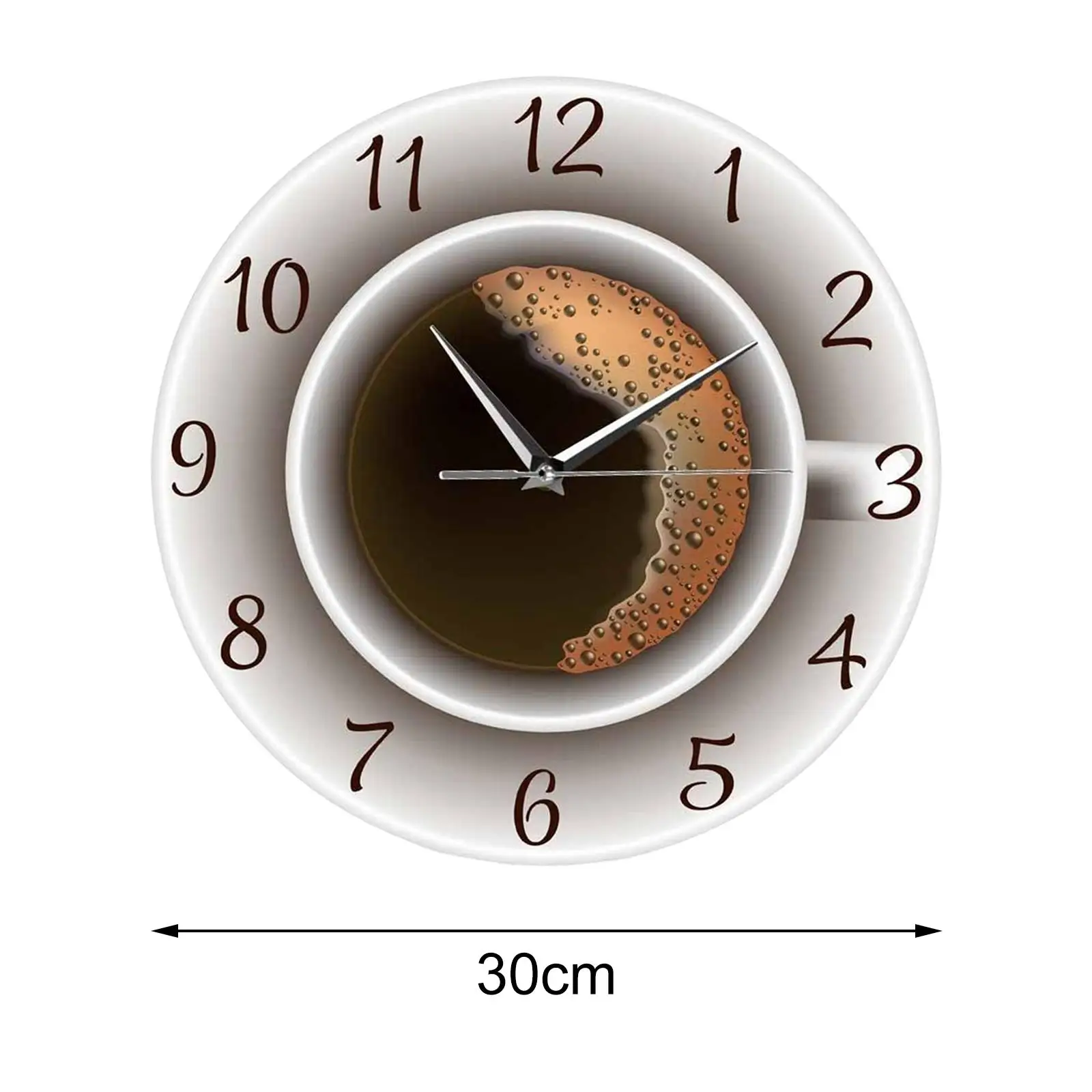 Coffee Cup Wall Clocks 30cm for Study Room Installation Quickly Silent Mode