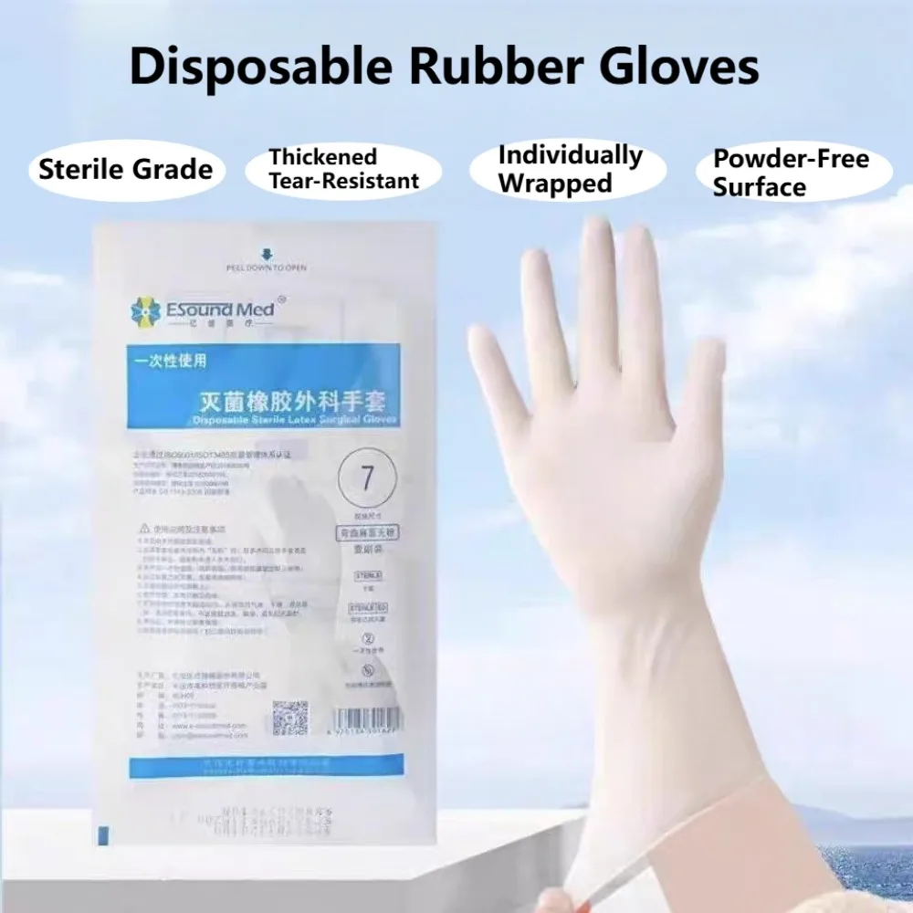 Glove Single-use Sterilization Rubber Surgical Gloves Powderless Non-slip Individually Wrapped Thicken Laboratory Household