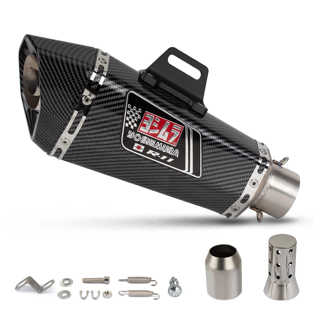 Motorcycle Exhaust Cone Hexagon Modify Universal 51MM Interface Muffler Yoshimura R11 Sticker with DB Killer For MT15 R3 CBR500R