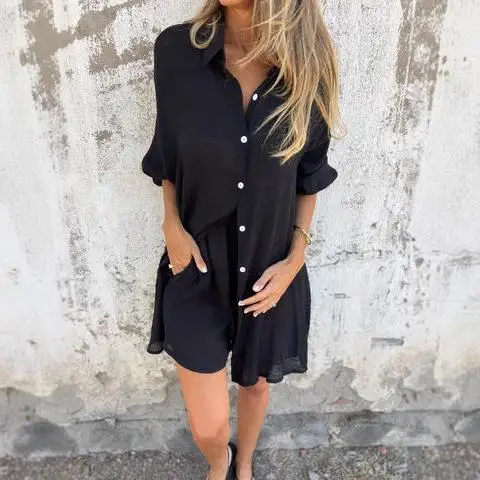 カジュアルな綿麻素材のロング丈プリーツスカートとトップスのツーピースセット、レディース向けファッショナブルなローウエスト・ヒップホップ風サマーアウトフィット