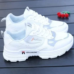 Women's Running Shoes Fashion Breathable Walking Mesh Lace Up Platform Sneakers Women Tenis Feminino White Vulcanized Shoes