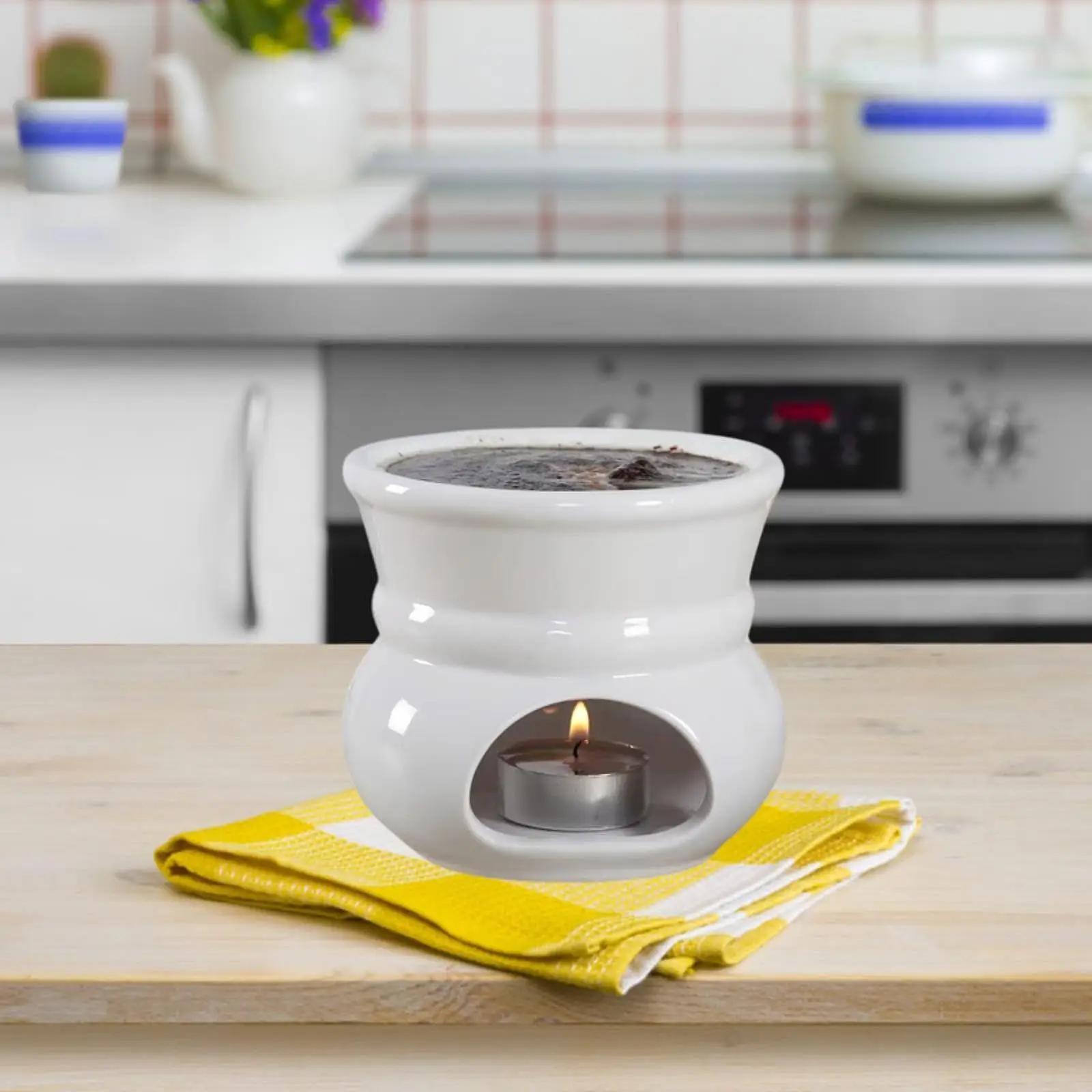 DIY Chocolate Fondue Set Chocolate Melting Cup Creative Ceramic Heating Pot for Candy Anniversary Birthday Home Butter Heater