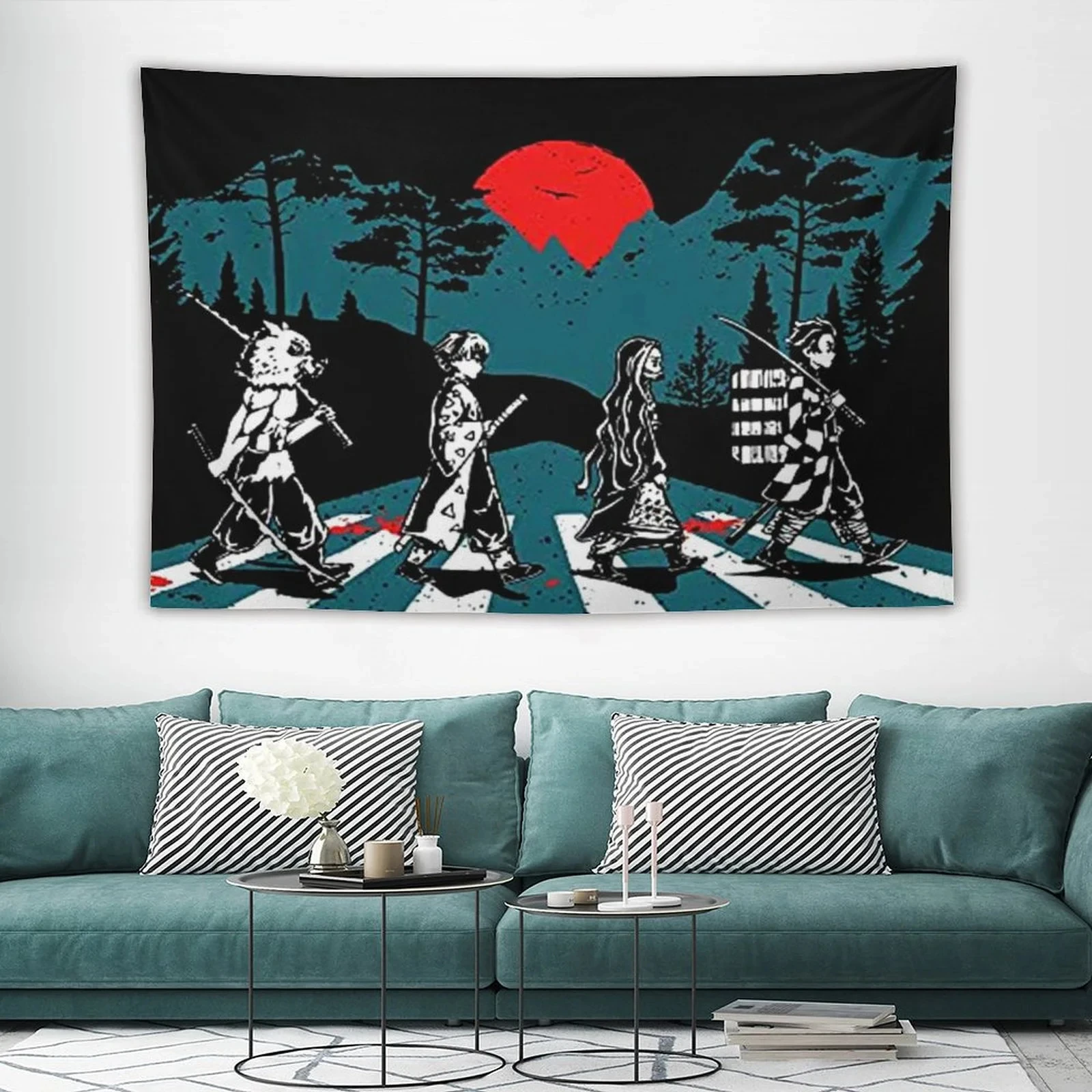 Tapiz de Anime Demon Slayer Kimetsu No Yaiba, tapiz artístico para colgar en la pared, tela de fondo, decoración para sala de estar