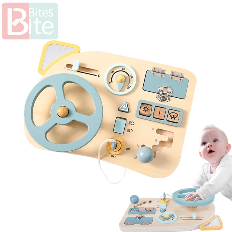 

Montessori Education Wooden Busy Steering Wheel Toys for Kids Baby Busy Board Games Educational Multifunction Creative Games