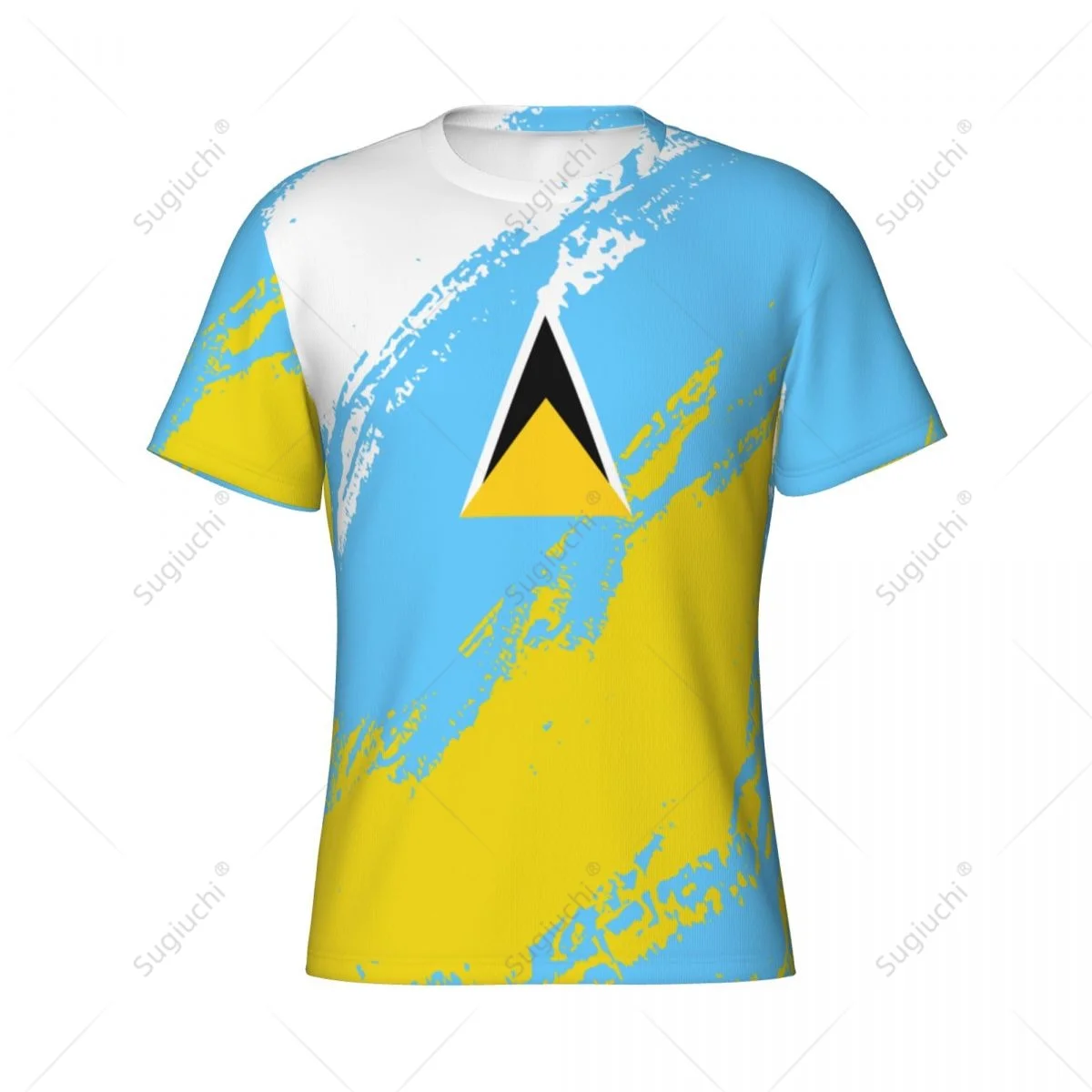 Custom Name Nunber Saint Lucia Flag Color Men Tight Sports T-shirt Women Tees jersey For Soccer Football Fans