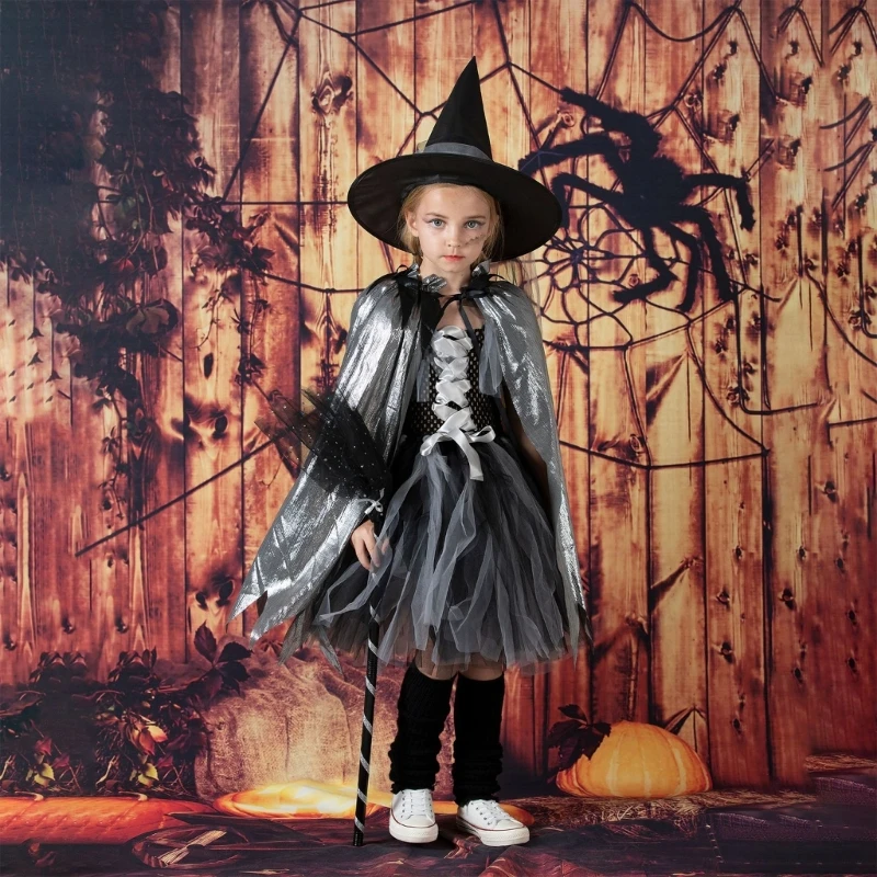 Kinderen Halloween Cosplay Mantel Tovenaar Heks Mantel Outfit Kids Boy Girl Jurk Poncho Party Kostuum Cape Foto Rekwisieten