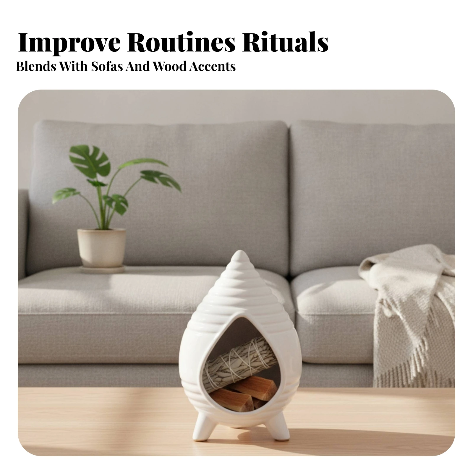 Teardrop Incense Burner Ceramic Ribbed Incense Holder Home Decor Tiered Style Heat-Resistant for Smudging