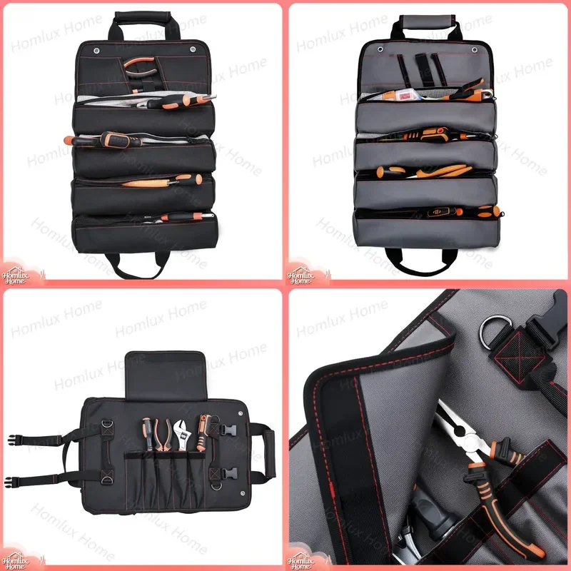 Heavy Duty Folding Tool Bag with Roller Kit Wear Resistant Storage for Tools Hardware Handbag Portable Rolling