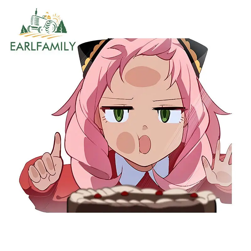 

EARLFAMILY 13 см, наклейка на очки, творческая аниме наклейка с изображением торта, модные аксессуары для мотогонок