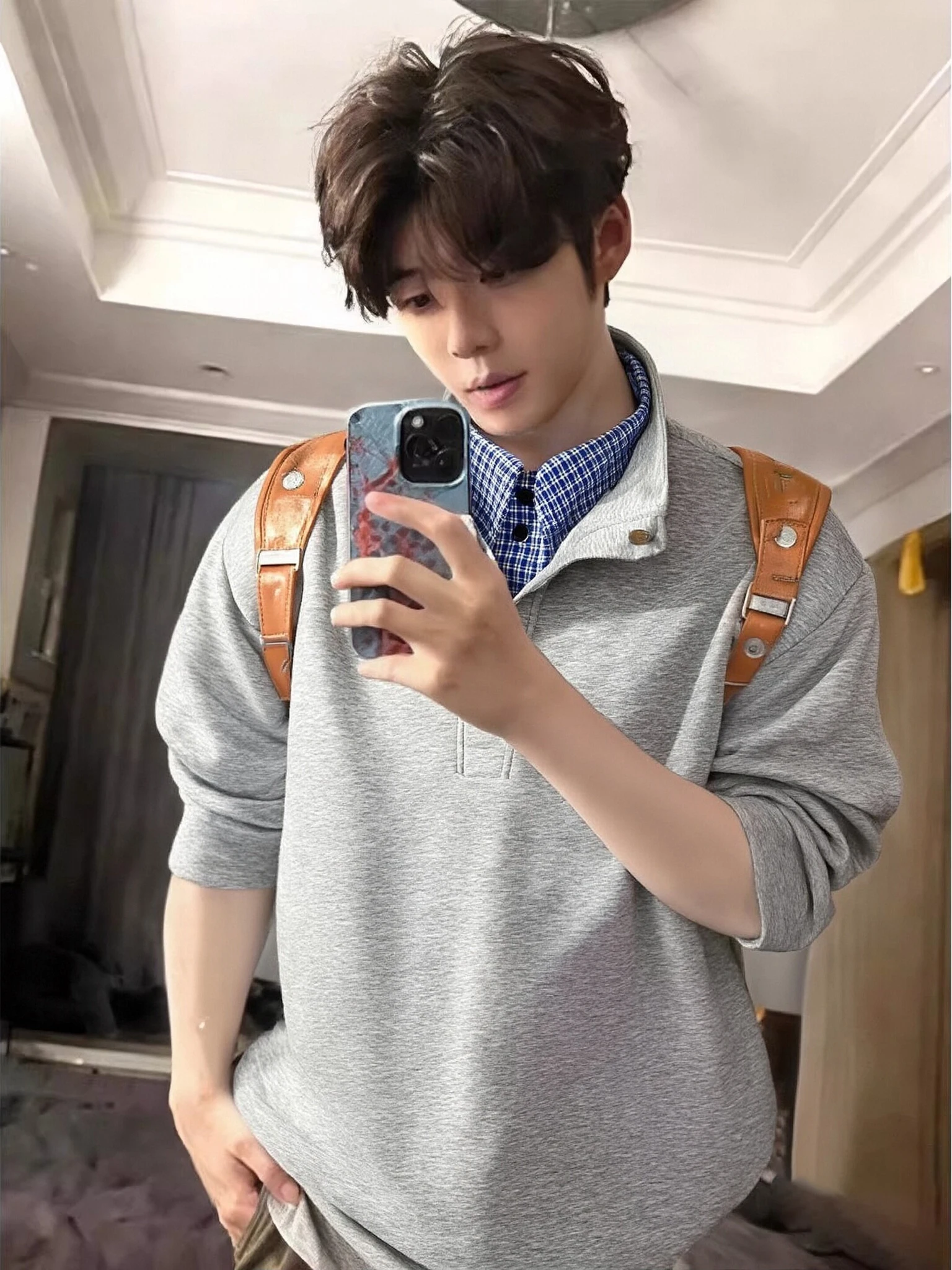 

ay Cheered irt Collar Long Sve Hoodie Fake Two-Piece Cleanfit T-irt for Teenage Boys Spring Faion Casual Streetwear