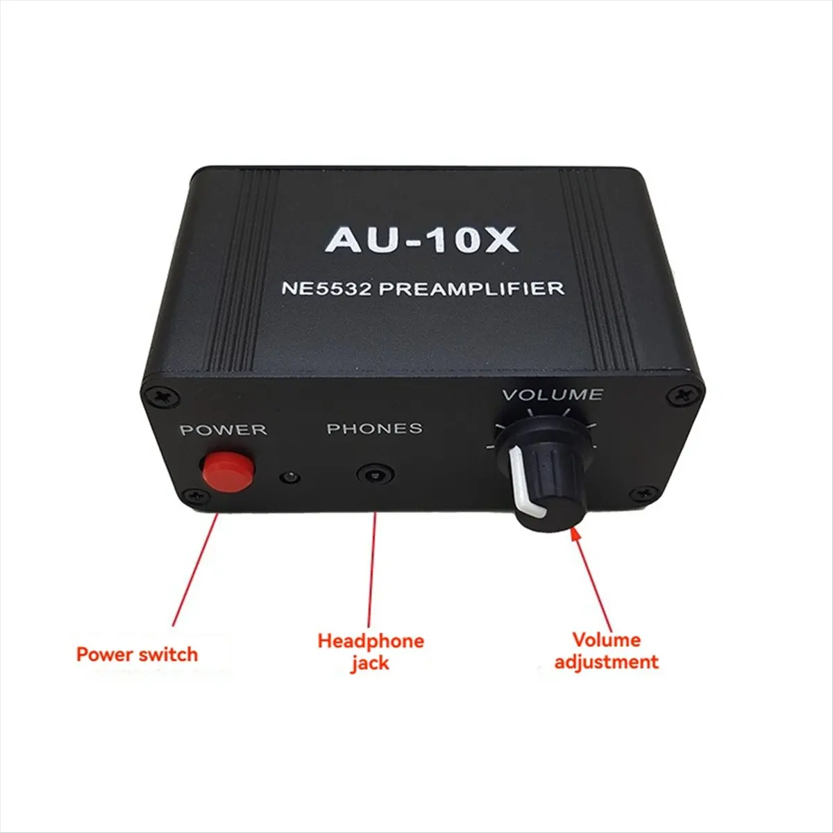 Punctual- AU-10X NE5532 Audio Signal Preamplifier Headphone Pre AMP Board Gain 20Db 3.5MM Volume Control Tone US Plug