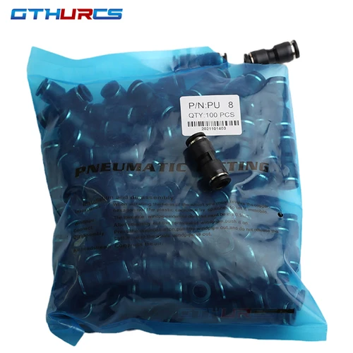 Imagen 2 del producto 50or100pcs PU de alta calidad 4MM 6MM 8MM 10MM 12MM 14MM 16MM accesorios de aire neumáticos mejor que conectores rectos de PU azul