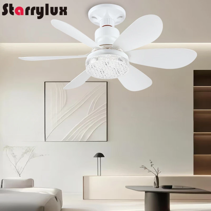 E27 Socket Ceiling Fan Light with Remote – 3-Color Dimmable LED for Living Room Dining Room Minimalist