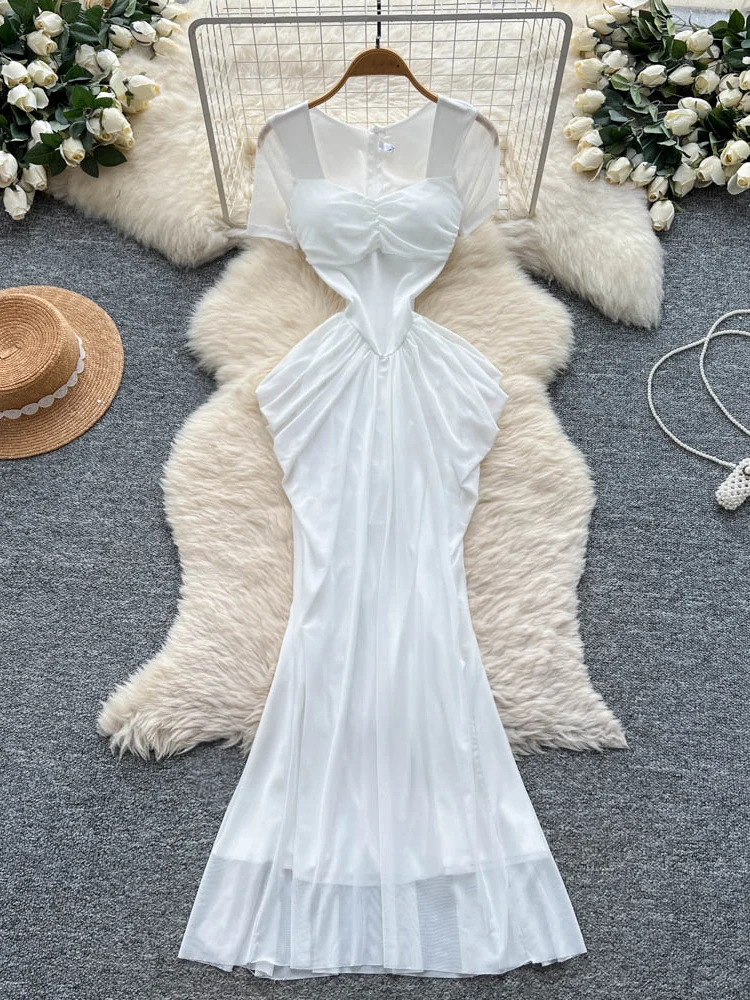 

Элегантная корейская летняя женская юбка-трапеция с завышенной талией и запахом, для офиса и повседневной носки