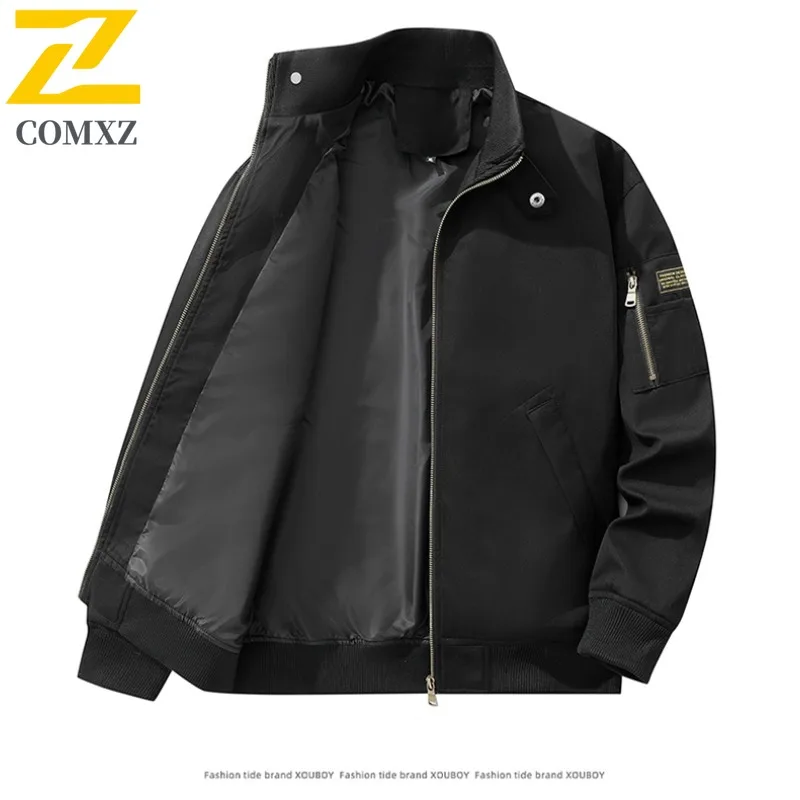 

COMXZ 2025 весна осень новая мужская хлопковая куртка-бомбер-карго в стиле ретро со свободными лацканами повседневная спортивная бейсбольная верхняя одежда на открытом воздухе Топ