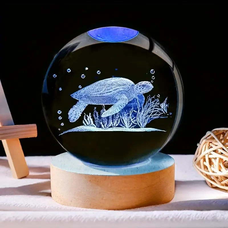 1 Deep-sea Turtle Crystal Ball Night Light - Enchanting Lighting, the Charm of the Ocean Turtle in the Crystal Ball Night Light,