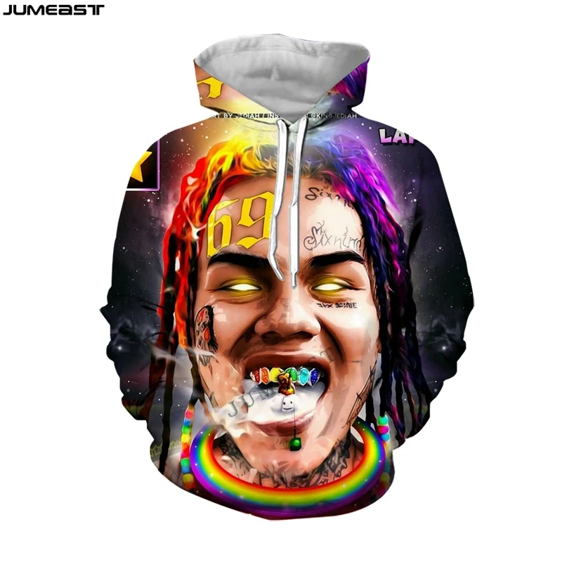 

Jumeast Men's Hoodies Rapper 69 6ix9ine Tekashi69 Women's Sweatshirt 3D Oversized Coat Tracksuit Funny Spring Autumn Pullover