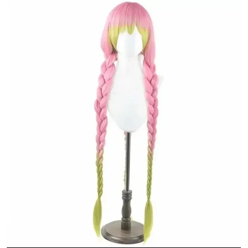 2025 yiyi Anime Kanroji Mitsuri Kimetsu No Yaiba Cosplay peluca rosa verde gradiente sintético resistente al calor pelucas de pelo parte de disfraz