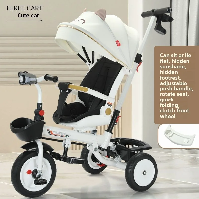 

Foldable Children's Tricycle Trolley Sit and Lie Anti-Rollover Baby Bicycle 1-6 Years Old Toddler Walking Trainer