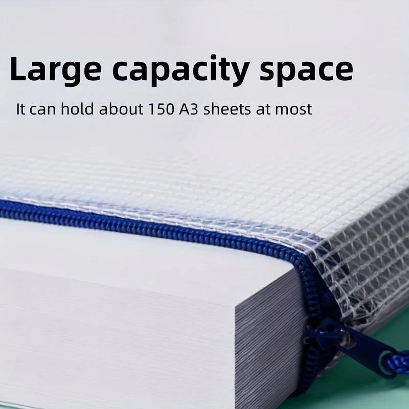 10pcs, A3 Mesh Zipper File Bag,5 colors, waterproof plastic file Bag for organizing school and office supplies, cosmetics, trave