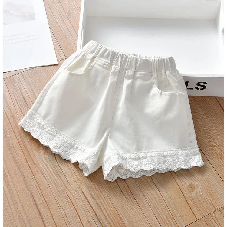 Girls shorts 2022 Summer thin baby casual versatile shorts butterfly lace Korean style children\'s shorts