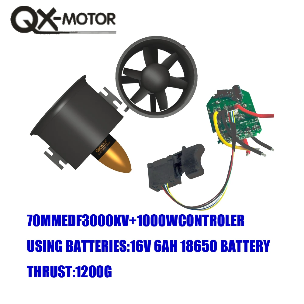 QX-MFLU 70mm QF2822-3000KV few blade brushless motor, violent fan assembly power component, can use 21V/6AH-8ah battery