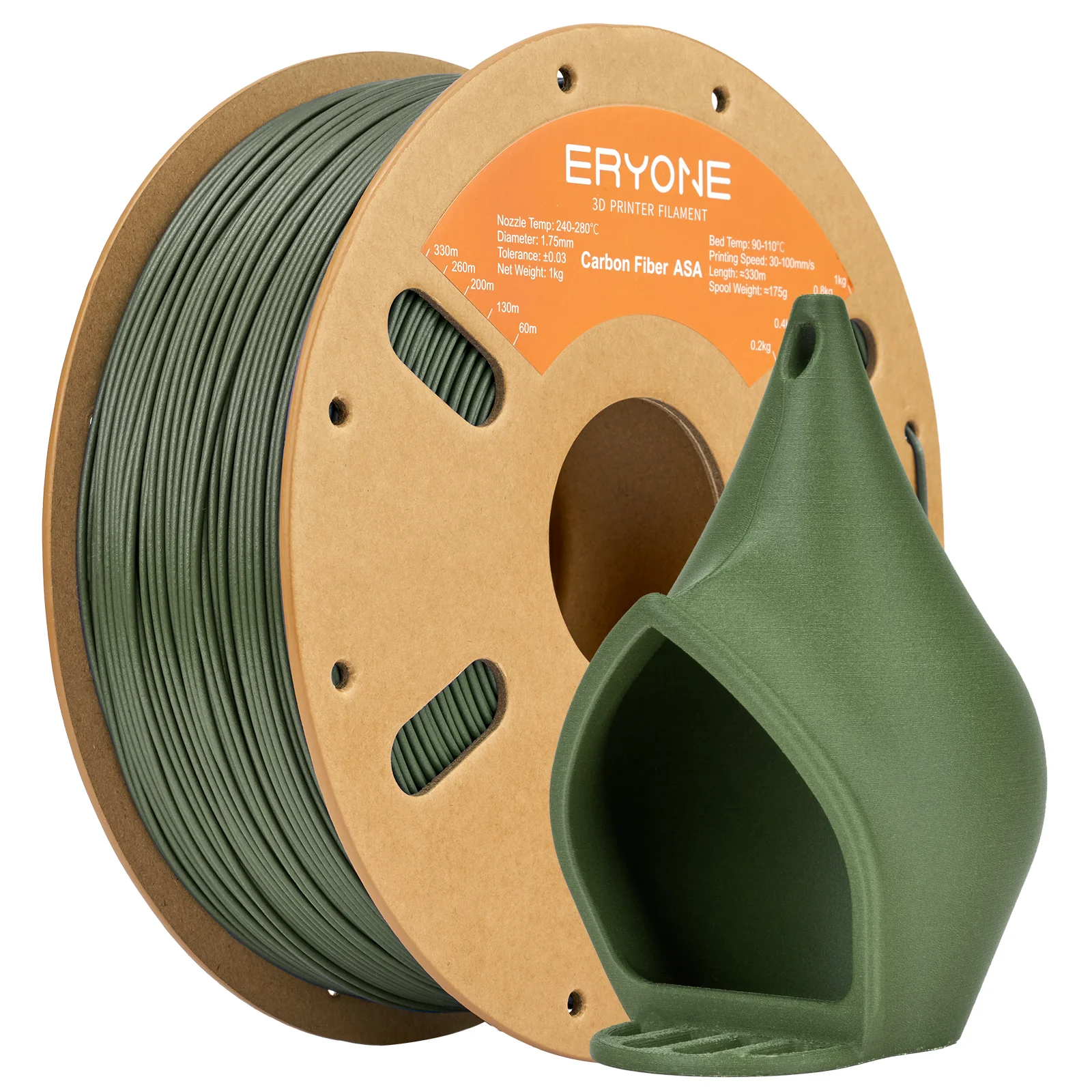 ERYONE 1KG ASA Faserverstärktes Filament 1,75mm, Carbon- & Glasfaser 3D-Drucker Filament, Hohe Steifigkeit, 1kg Spule