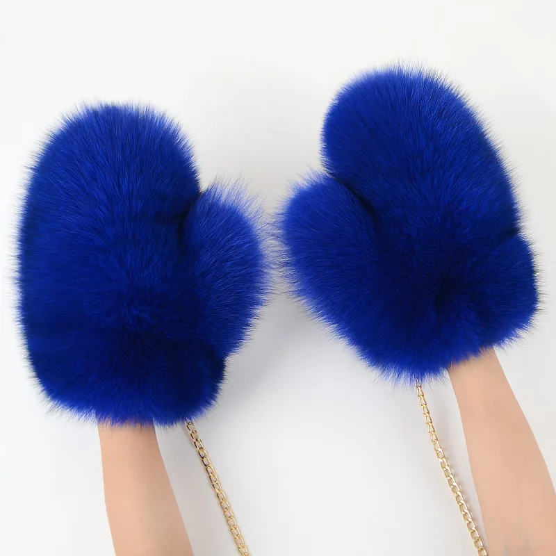 Hot Sale Winter Women Natural Real Fox Fur Gloves Warm 100% Genuine Fox Fur Mittens Girl Fashion Luxury Real Fox Fur Glove